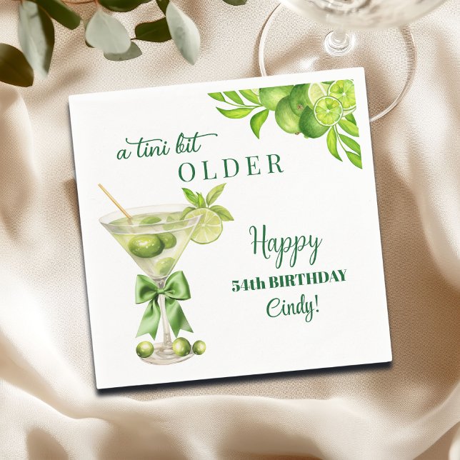 Chic A Tini Bit Older Lime Martini 54th Birthday Napkin (Creator Uploaded)