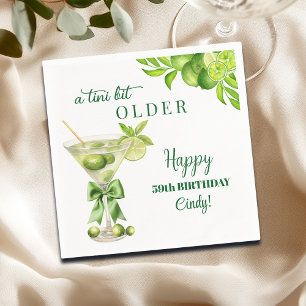 Chic A Tini Bit Older Lime Martini 59th Birthday Napkin