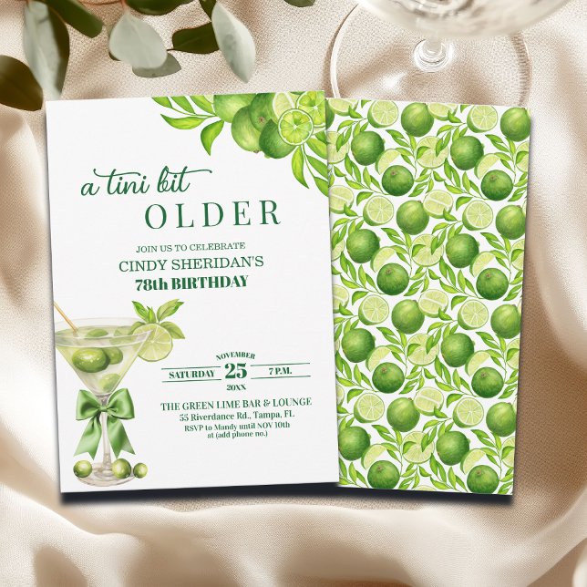 Chic A Tini Bit Older Lime Martini 78th Birthday Invitation (Creator Uploaded)