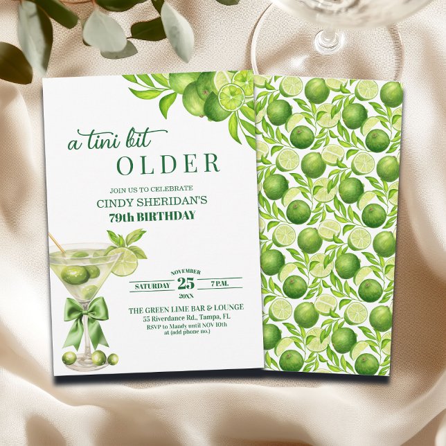 Chic A Tini Bit Older Lime Martini 79th Birthday Invitation (Creator Uploaded)