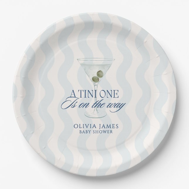 Chic a tini one boy baby shower paper plate (Front)