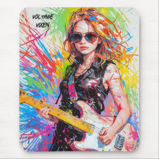 Chic Abstract anime female rock guitarist Mouse Pad