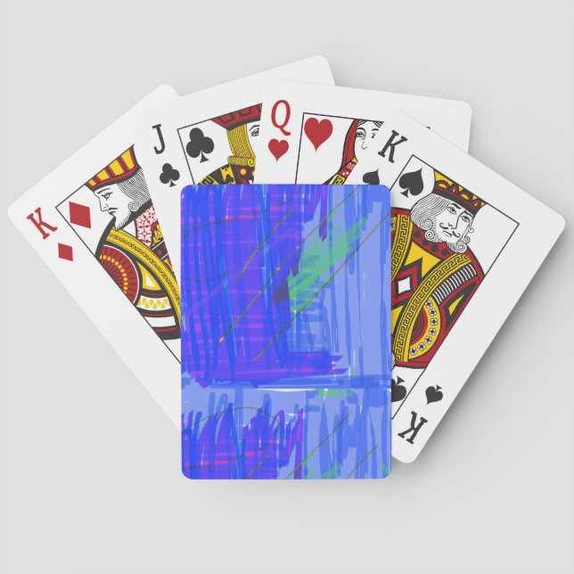 Chic Abstract Blue Playing Cards (Back)