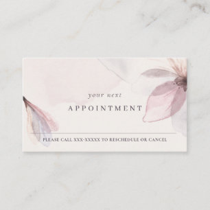 Chic Abstract Blush Watercolor Floral Appointment Business Card