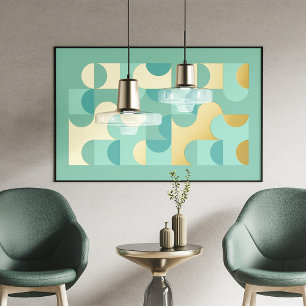 Chic Abstract Circles Wavy Gold Mosaic Art Pattern Foil Prints