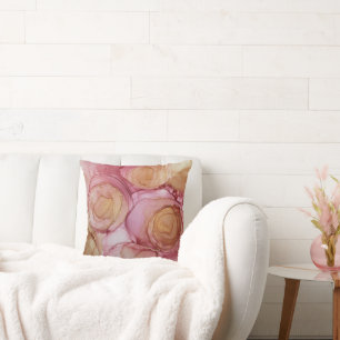 Chic Abstract Floral Rose Brown Beige Purple Cushion
