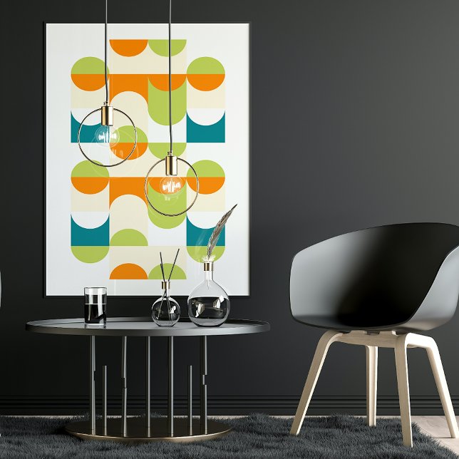 Chic Abstract Half Circles Wavy Mosaic Art Pattern Poster (Creator Uploaded)