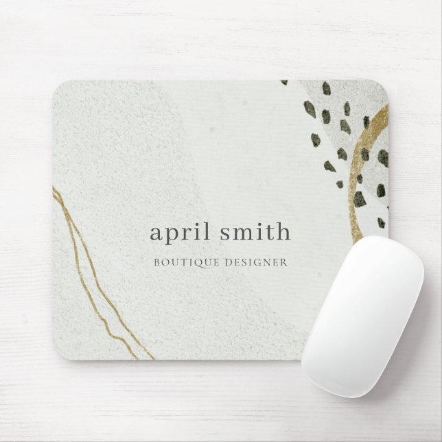 Chic Abstract Ivory Gold Black Grey Stone Texture  Mouse Pad (With Mouse)