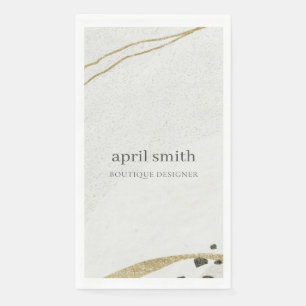 Chic Abstract Ivory Gold Black Grey Stone Texture  Napkin
