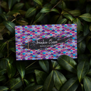 Chic Abstract Mermaid Scale With Gold Details Business Card