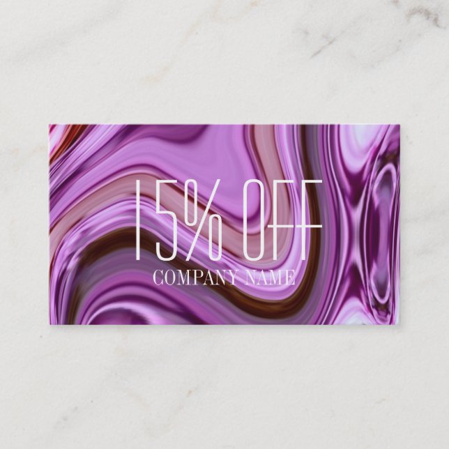chic abstract Metallic Purple Swirls beauty salon Business Card (Front)