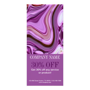 chic abstract Metallic Purple Swirls beauty salon Rack Card
