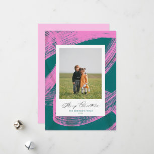 Chic Abstract Paint Christmas Holiday Photo Card
