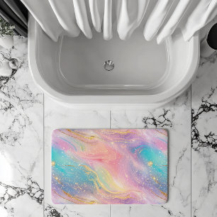 Chic Abstract Pastel Glitter Color Pattern Bath Mat