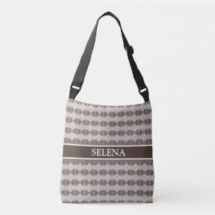 Chic abstract pattern in brown & beige crossbody bag