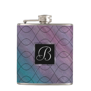 Chic Abstract Pink Teal Blue Turquoise Purple Hip Flask