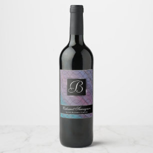 Chic Abstract   Pink Teal Blue Turquoise Purple Wine Label