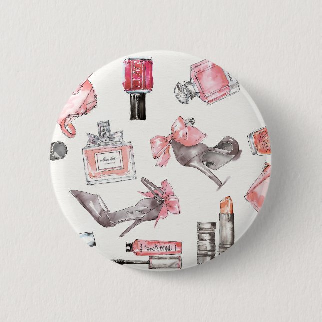 Chic Accents | Watercolor Fashion 6 Cm Round Badge (Front)