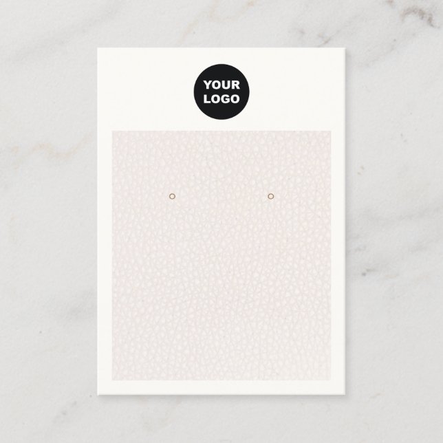 Chic Add Logo  Blush Pink Leather Earring Display  Business Card (Front)