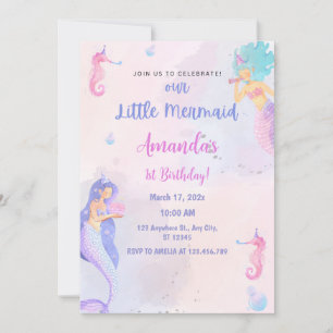 Chic Adorable Mermaid Birthday Invitation