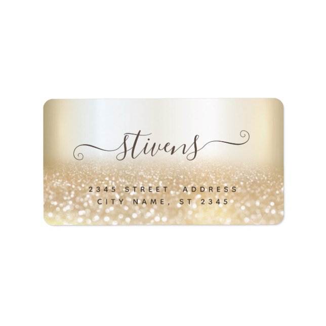 Chic adorable script gold glittery family label (Front)