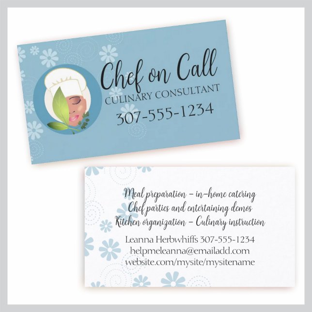 chic african american woman chef herbs catering business card (Creator Uploaded)