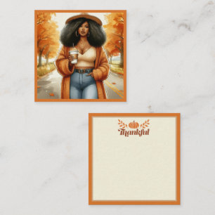 Chic African American Woman Thanksgiving   Fall Card