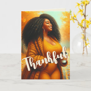 Chic African American Woman Thanksgiving   Fall Card