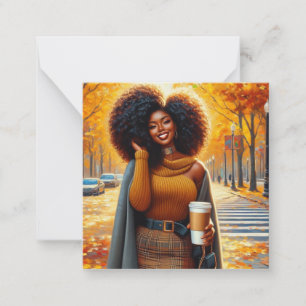 Chic African American Woman Thanksgiving   Fall Card