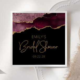 Chic Agate Geode Burgundy Gold Bridal Shower Napkin