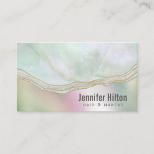 Chic agate geode professional holographic busines business card