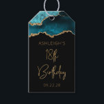Chic Agate Geode Teal Gold 18th Birthday Party Gift Tags<br><div class="desc">This 18th birthday party favour tag features a watercolor image of an agate geode in shades of teal blue with faux gold glitter highlights. The words "18th Birthday" appear in faux gold glitter in a decorative modern handwriting font. Customise it with the name of the honoree and the date in...</div>