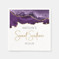 Chic Agate Purple Gold Sweet 16 Birthday