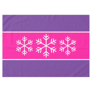Chic Alpine Snowflakes Bright Pink Purple Stripes Tablecloth