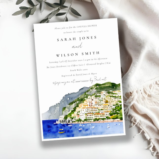 Chic Amalfi Coast Italy Landscape Couples Shower Invitation (Creator Uploaded)
