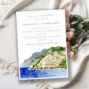 Chic Amalfi Coast Italy Landscape Rehearsal Dinner Invitation