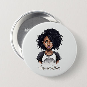 Chic and Classy Afro Woman 7.5 Cm Round Badge