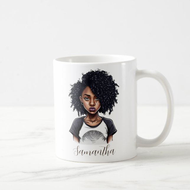 Chic and Classy Afro Woman Coffee Mug (Right)