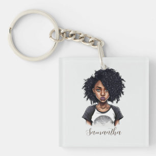 Chic and Classy Afro Woman Key Ring