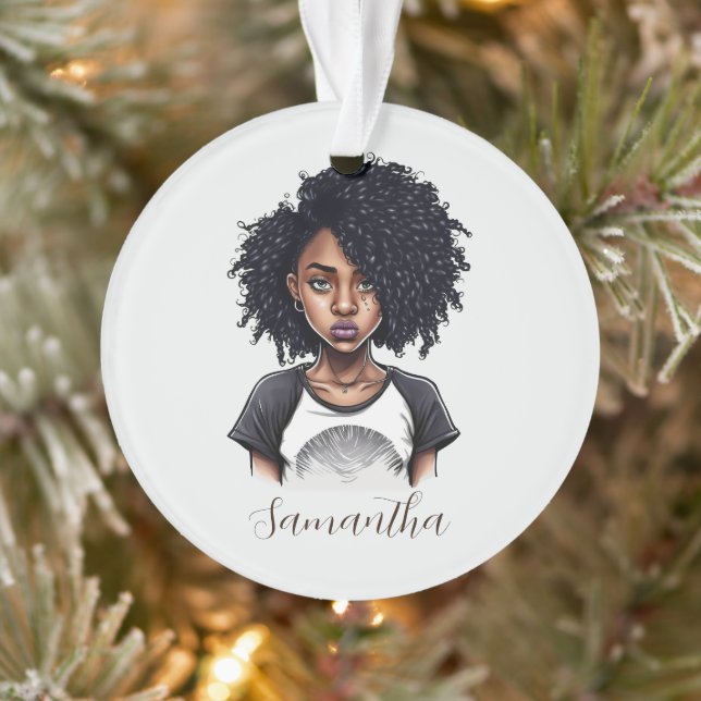Chic and Classy Afro Woman Ornament (Tree)