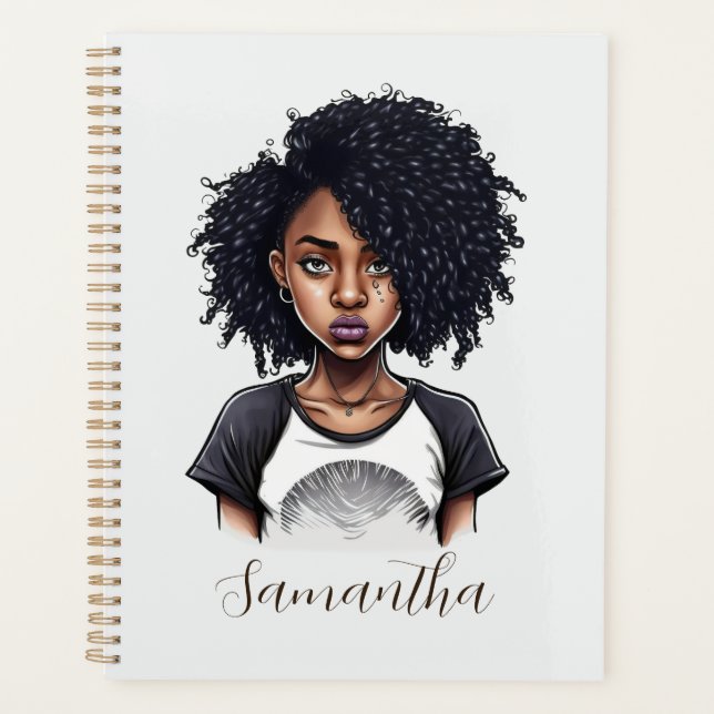 Chic and Classy Afro Woman Planner (Front)