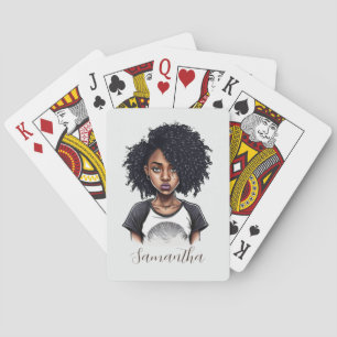 Chic and Classy Afro Woman Playing Cards