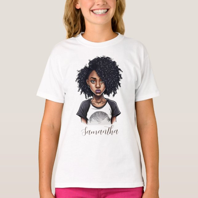 Chic and Classy Afro Woman T-Shirt (Front)
