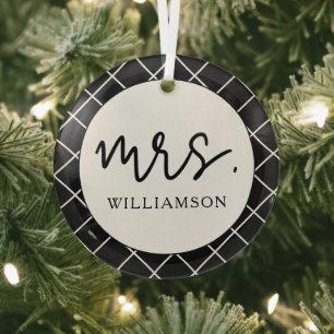 Chic and Elegant Mrs. Wedding Husband Wife Glass Tree Decoration