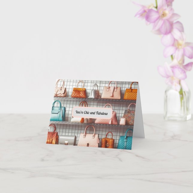 Chic and Fabulous Handbag Card Greeting (Orchid)
