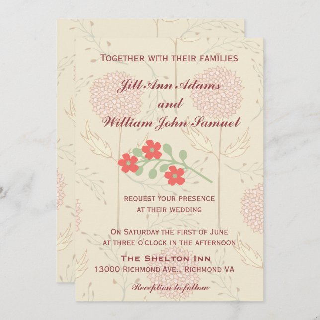 Chic and Floral Wedding Invitation (Front/Back)