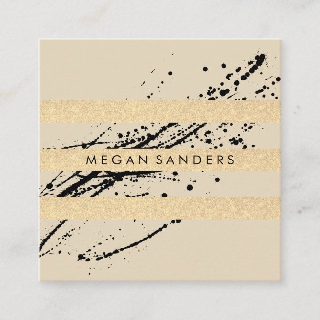 Chic and Glamour Expressive / Stripes Square Business Card (Front)