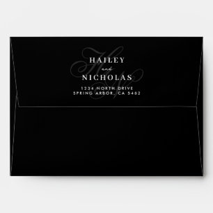 Chic and Minimal Initials   Black Wedding Envelope