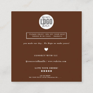 Chic and minimal logo Thank you with photo Square Business Card