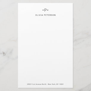 Chic and Minimal Monogram   Black and White Stationery